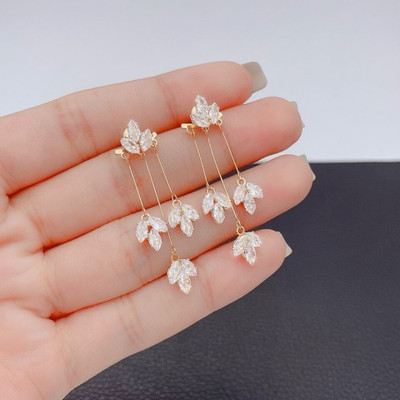 Aylana Maple Leaf Tassel Korean Earrings Crystal Alloy Tassel Earring