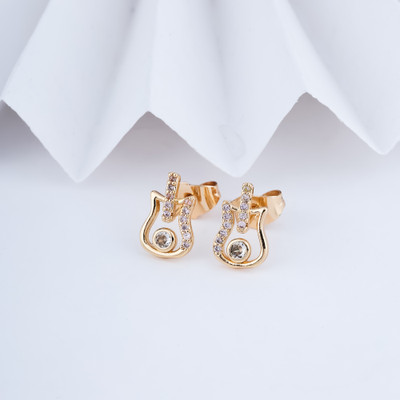 Shree Enterprise Gitar Shape American Daimond Plug Earring Diamond Alloy Plug Earring