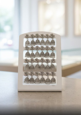 KARMAKAR CREATION SILVER TONE (12 PAIRS) Alloy Jhumki Earring