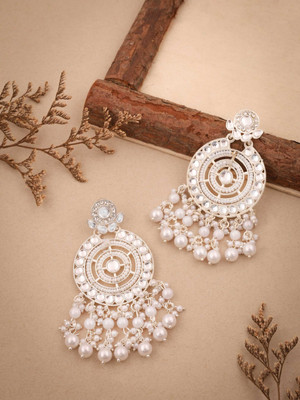 Vedda Silver Plated Earring for Women & Girls Diamond Brass Drops & Danglers