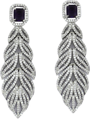 IKSAVA AD and emrald 'Pankh' earrings Diamond Brass Drops & Danglers