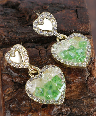 Thrillz Earrings For Women Crystal earrings Sparkling Green Earring For Women Girls Crystal Stainless Steel Drops & Danglers