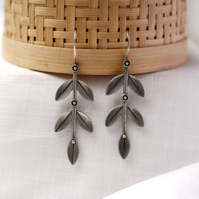 Sanseeta Parna- Silver Brass Oxidised dangler earrings Brass Drops & Danglers