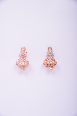 Namokriti Jhumka Earring Cubic Zirconia, Pearl Alloy Huggie Earring