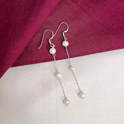 INARI SHINES 925 Sterling Silver Wheel of Faith Danglers| Gift for Women and Girls Pearl Sterling Silver Hoop Earring, Earring Set, Huggie Earring, Drops & Danglers