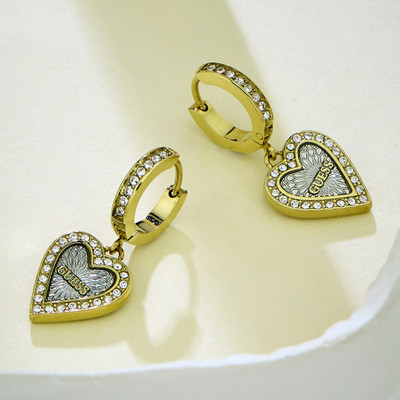 Guess Love Me Tender Gold-Plated Stainless Steel Earrings For Women Steel Drops & Danglers
