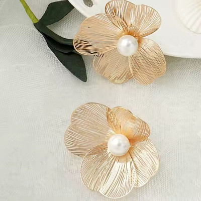 ADORNITY Stud Flora Earrings For Womne Girls jewellery Pearl Stainless Steel Stud Earring