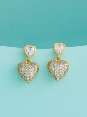 Kushal's Fashion Jewellery White Gold-Plated Party Zircon Trendy Drop Earrings Zircon Copper Drops & Danglers