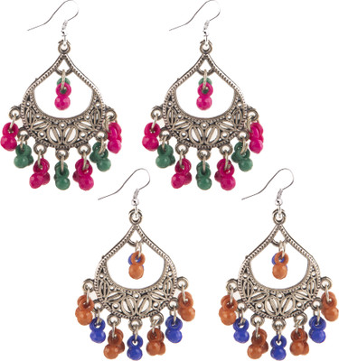Jamleen Gallery Antique Finish Beaded Dangler Earrings Set Alloy Jhumki Earring