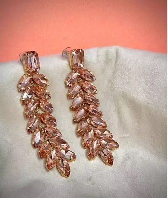 BBY2YNG Self Design Earring For Girls & Women (Long Bronze) Crystal Metal Drops & Danglers