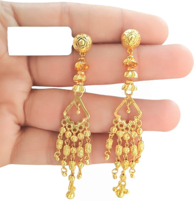 SAPNA PALACE SUI DHAGA GOLD PLATED STATMENT EARRING WITH ENCHANTING ECLAT DESIGN Brass Drops & Danglers