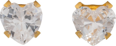 STUDEX 5X5MM Heart Cubic Zirconia 24K Pure Gold Plated Metal Stud Earring
