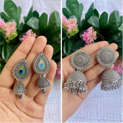 Ananta Crafts Silver Oxidised Alloy Jhumki Earring