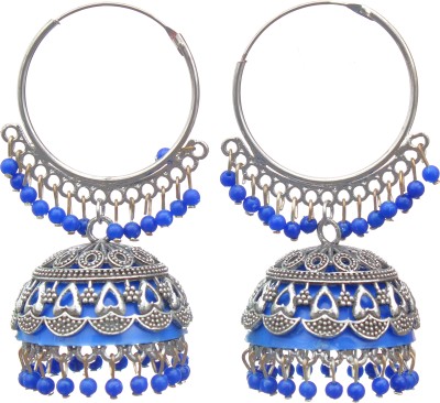 Goribull 1 Jewels silver Plated Traditional Handcrafted Meenakari Work Jhumki Earrings Pearl Brass Jhumki Earring