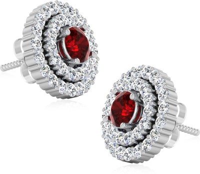 Iski Uski Lifestyle Fashion Wear Design Collection Ruby Earrings Ruby, Cubic Zirconia Sterling Silver Stud Earring