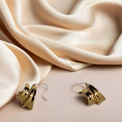 CRYSTALGLOW Gold-Tone Chunky Hoop Earrings with Layered Wavy Design for Bold Style Stainless Steel Hoop Earring