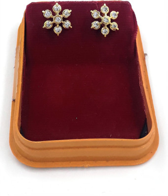 Anujeet Fashion Hub Gold Plated Covering 5 metal Impon AD Stone Floral Stud For Women/Girls Copper Stud Earring