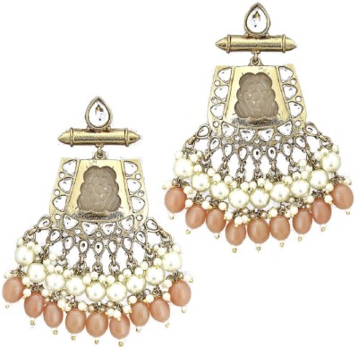 fabula Gold Tone Jaipur Stones & Kundan Ethnic Traditional Large Beads, Crystal Alloy Drops & Danglers