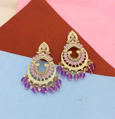 JyotiOrnaments Handcrafted Multi-color Meenakari Pearl Alloy Chandbali Earring