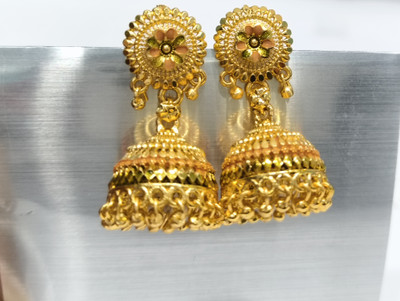 MEHAK CREATION Floral Design Antique Gold Jhumka Earrings Brass Jhumki Earring