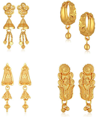VIGHNAHARTA Golden Alloy Stud Earrings Combo Set(Sales Package-4 Pair Earrings) Cubic Zirconia Brass Stud Earring, Clip-on Earring