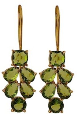 JGJ Unique Faceted Peridot Hydro Yellow Gold Plated Drop Dangle Handmade Earrings Brass Drops & Danglers