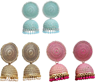 JMBW INTERNATIONAL Stylish Fancy Traditional Combo Set Of 3 Alloy Jhumki Earring