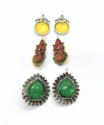 ARIRAdesigns COMBO OFFER YELLOW , RED ,GREEN EARRINGS Metal Earring Set