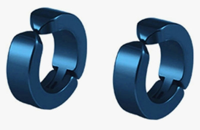 house of common Piyush Enterprises Stylish Blue Colour Magnetic Unisex Hoop Stud Earrings Stainless Steel Hoop Earring
