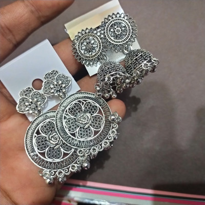 sonaleshvar Oxidised Silver Plated Stylish Jhumka Earrings Combo Set Alloy Stud Earring