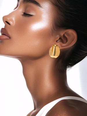 RUBANS Rubans 18K Gold-Plated Sculptural Petal Stud Earrings in Polished Gold Finish Brass Stud Earring