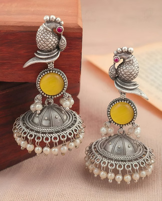 Vigilantee Jewels Royal Birds Lightweight Modern Western Premium Oxidised Trendy Earrings Beads, Pearl Alloy Earring Set, Drops & Danglers, Chandbali Earring, Plug Earring