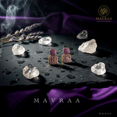MAVRAA Mavraa Pink Crystal Square Stud Earrings for Women & Girls Alloy Stud Earring