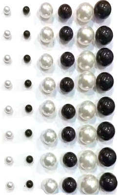 navjai Earing for Girl Pearl Round Korea Style Kaan Ke Tops/Stud Fashion Jewelry 24Pair Pearl Plastic Stud Earring