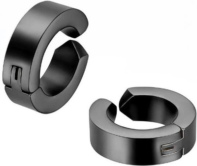 Shree Ju Mens Jewellery Valentine Black Multi Stud Bali Hoop earrings for men Cubic Zirconia Metal Stud Earring, Magnetic Earring
