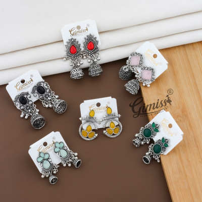 Gimiss Fashion Jewellery Oxidised Jhumka Earrings Set for Women & Girls Alloy Drops & Danglers, Hoop Earring, Jhumki Earring, Stud Earring, Rhinestone Studs