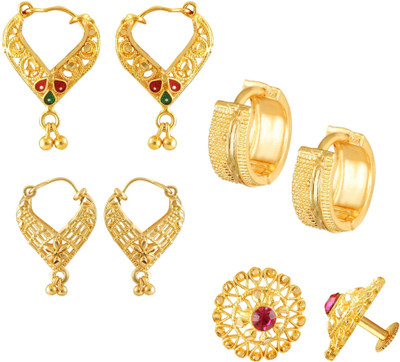 VIGHNAHARTA Golden Alloy Stud Earrings Combo Set(Sales Package-4 Pair Earrings ) Cubic Zirconia Alloy Chandbali Earring, Stud Earring