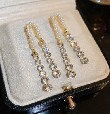 MAHADEV CREATION Thread diamond earrings Crystal Alloy Stud Earring