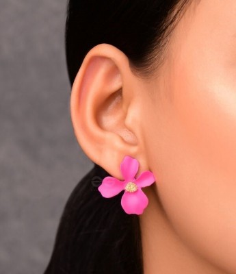 BlueShine Korean Beautiful Pink Flower Stud Earring Stylish for Women & Girls Party Wear Alloy Stud Earring