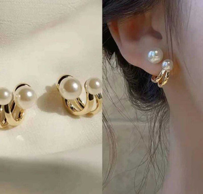 EARIC PEAL Korean Earring | Women Earring | Fashion Earring |pearl work Earring For Girl Pearl Alloy Stud Earring