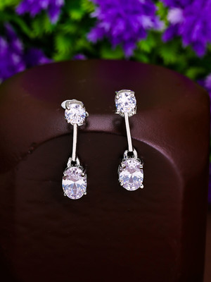 Pissara by Sukkhi 925 Sterling Silver Earrings |with Authenticity Certificate & 6 Months Warranty Cubic Zirconia Silver Drops & Danglers