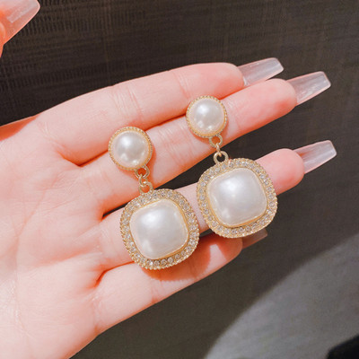 Vembley Fancy Korean Style Stone With Round Pearl Decor Earring for females Alloy Drops & Danglers