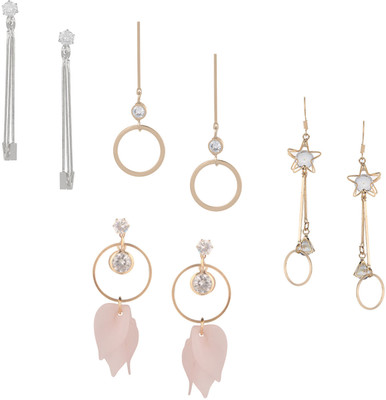 Efulgenz Dangle Crystal Earrings Set for Women Alloy Drops & Danglers