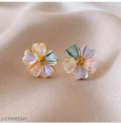 RISHASTYLE Multi colour earrings for girls and women Zircon Alloy Stud Earring