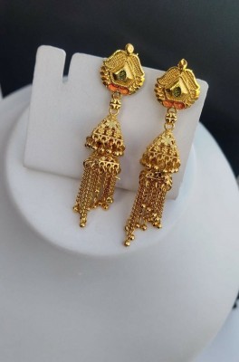 JewelEarth Women's Elegant Traditional Wear Golden Jhumka Earrings For Women & Girls Pearl Alloy Jhumki Earring