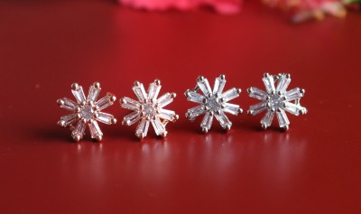 Bello Naari Star Design American Diamond Earrings For Women (Pack of 2) Cubic Zirconia Stone Stud Earring, Earring Set