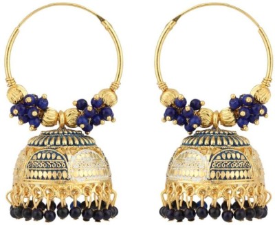 Bhana Jewells Gold Plated Traditional Long Jhumka With Bali Earring Beads Alloy Hoop Earring