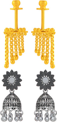 Raj And Deb Premium Silver Oxidiesd Pated Daily Wear Earrings For Daily Wear Brass, Alloy Jhumki Earring