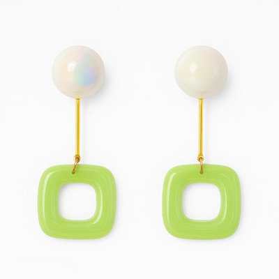Satrangi Bold Geometric Dangle Earrings with Pearl Top Plastic Drops & Danglers
