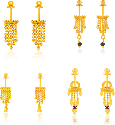 Drashti Collection Traditional Maharashtrian Style Bugadi Earrings Combo Pack Of 4 Pairs Brass Ear Thread